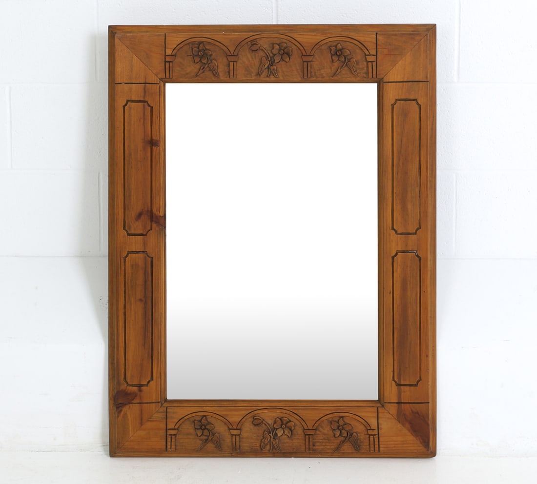 MID-CENTURY GERMAN CARVED PINE MIRROR (1 of 11)