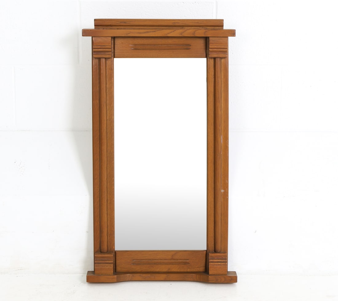 VINTAGE GERMAN OAK MIRROR CIRCA 1970'S (1 of 13)