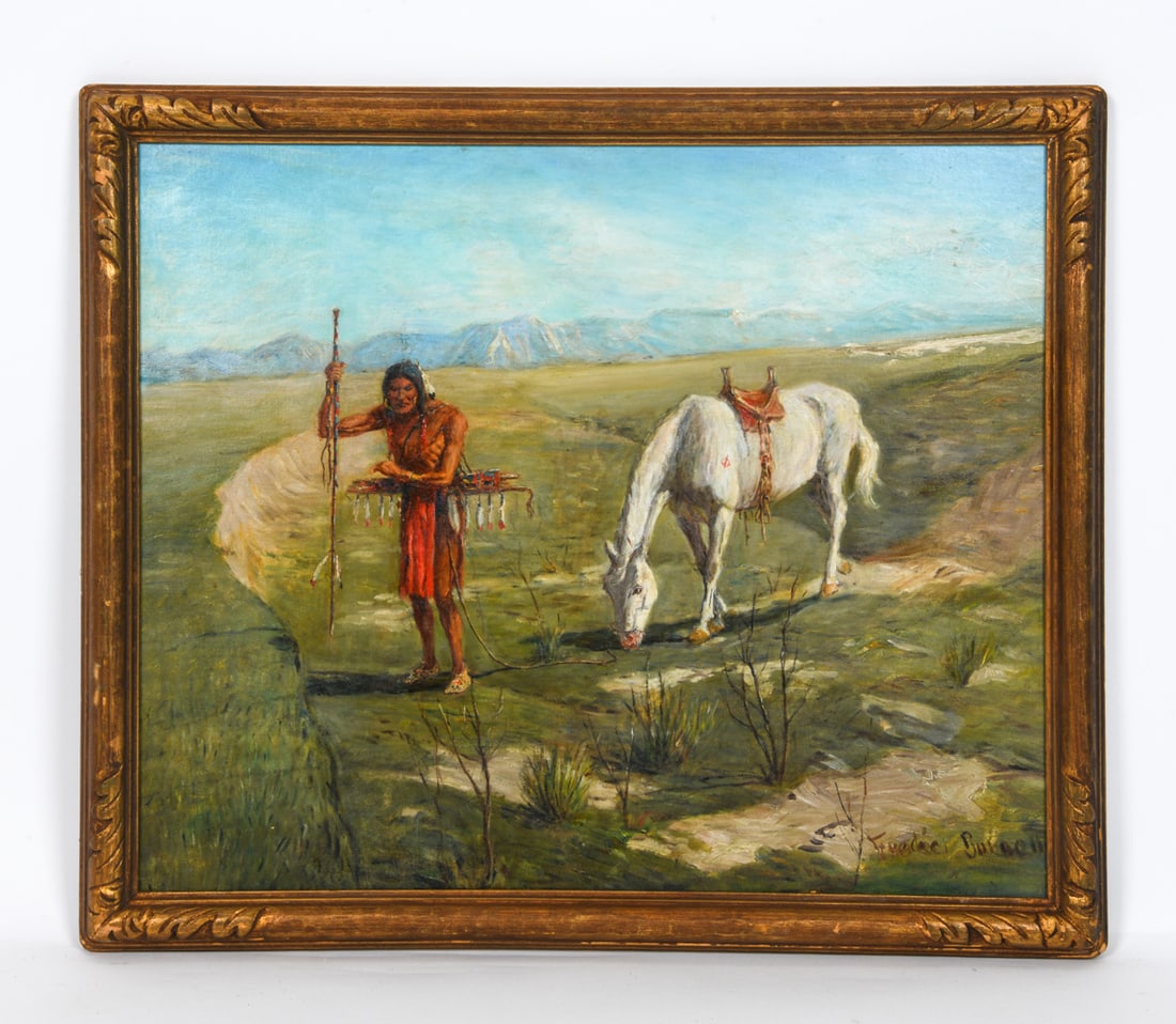 FREDERIC BURNETT NATIVE AMERICAN O/B PAINTING (1 of 1)