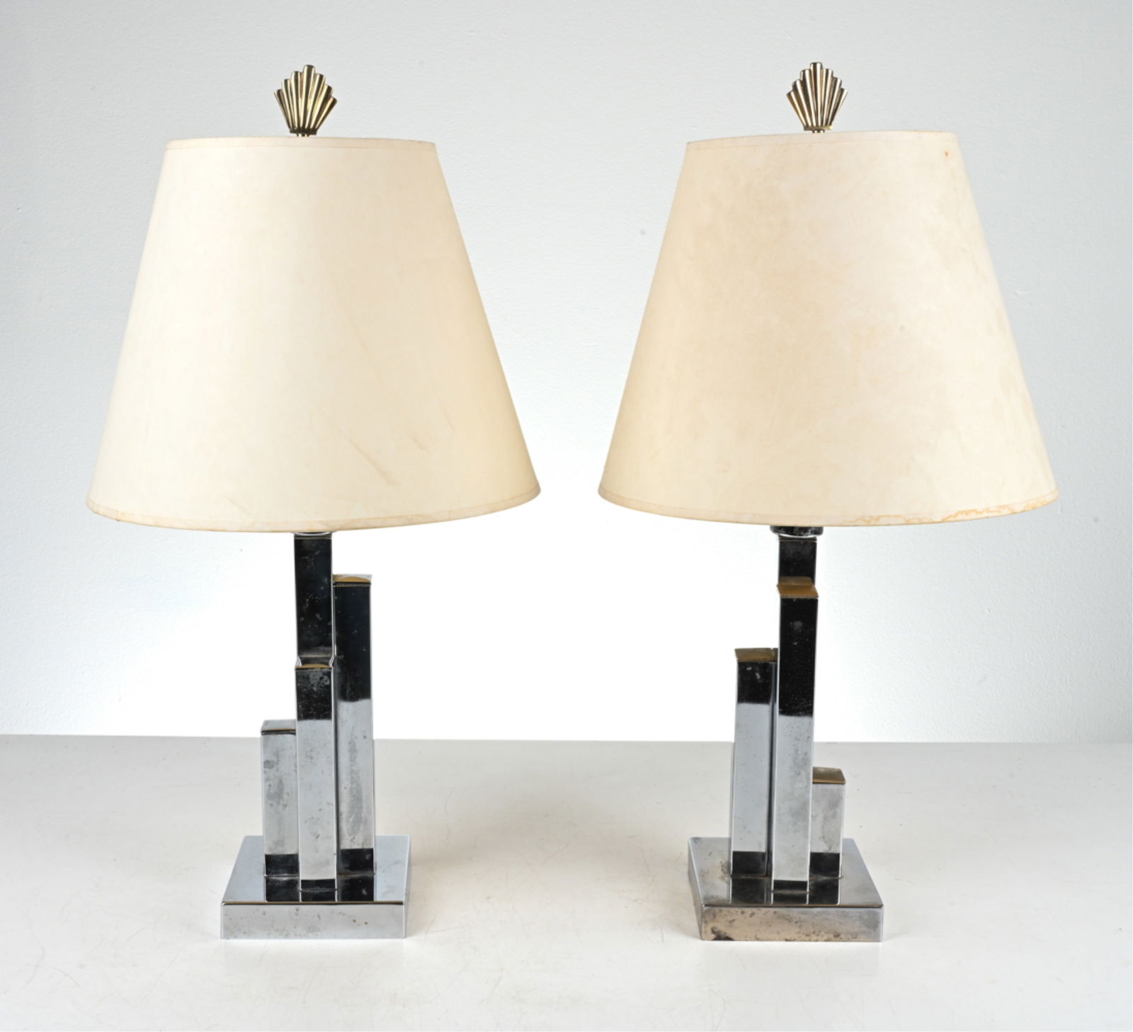 PAIR OF ART DECO "SKYSCRAPER" CHROME TABLE LAMPS (1 of 1)