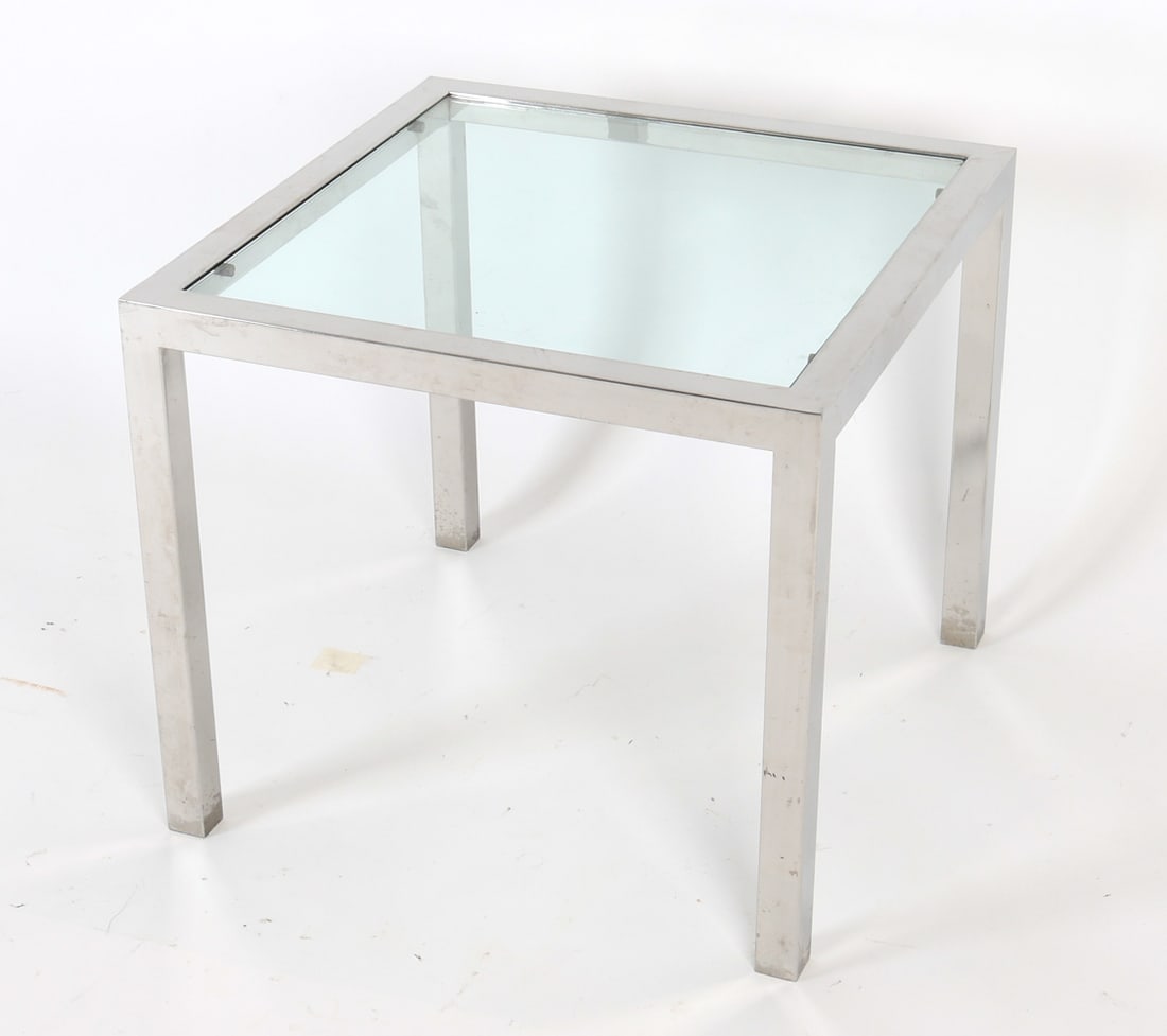 CONTEMPORARY GLASS & CHROME SIDE TABLE (1 of 1)
