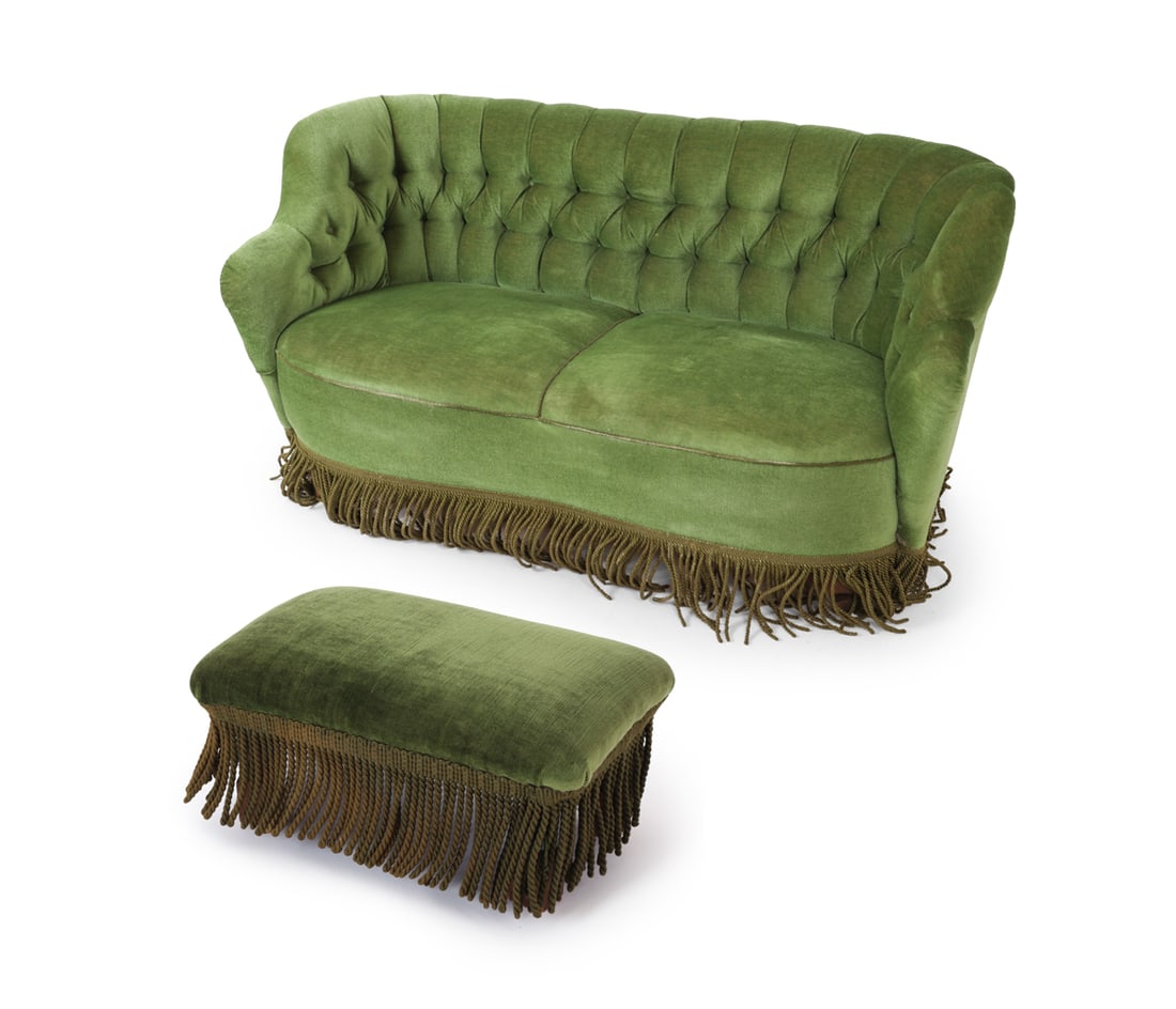 SWEDISH GRACE MOHAIR PARLOR SOFA C. 1920S (1 of 1)