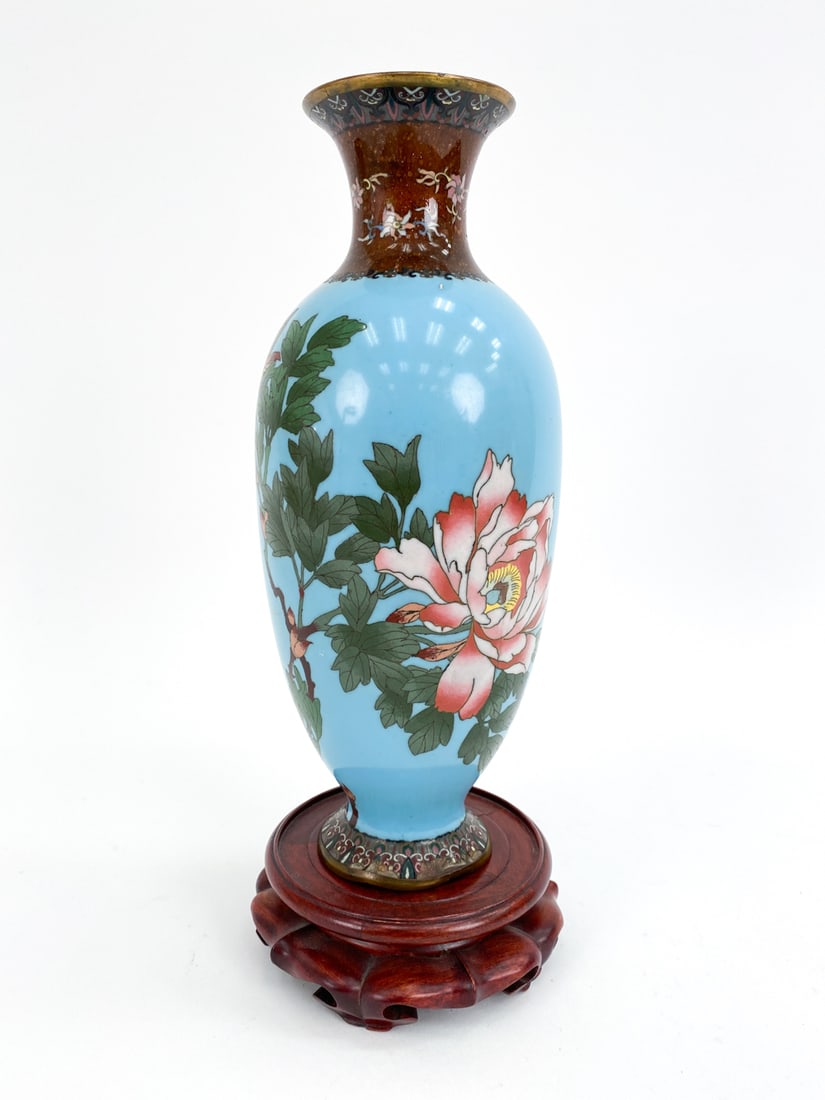 CLOISONNE ENAMEL ON COPPER VASE (1 of 1)