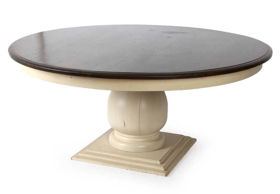 MONUMENTAL PINE PEDESTAL ROUND TOP DINING TABLE (1 of 1)