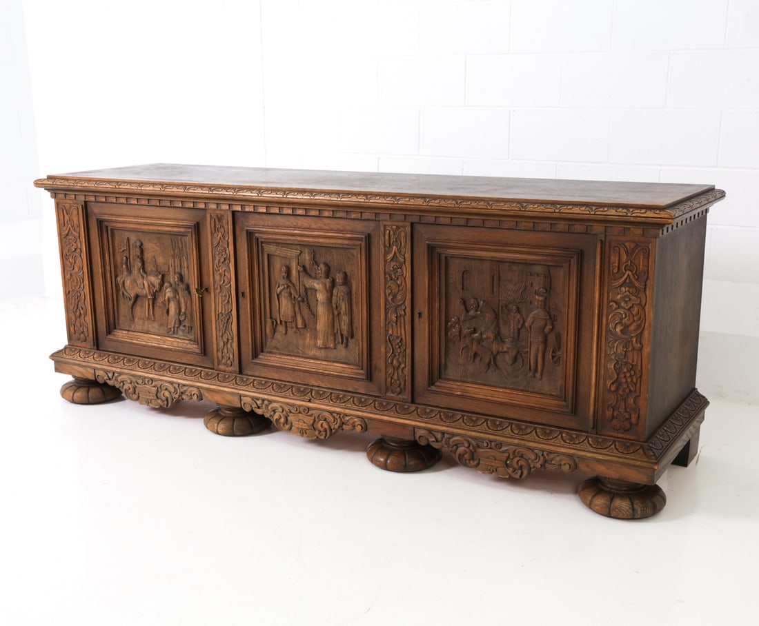 RENAISSANCE REVIVAL STYLE DANISH OAK SIDEBOARD (1 of 1)