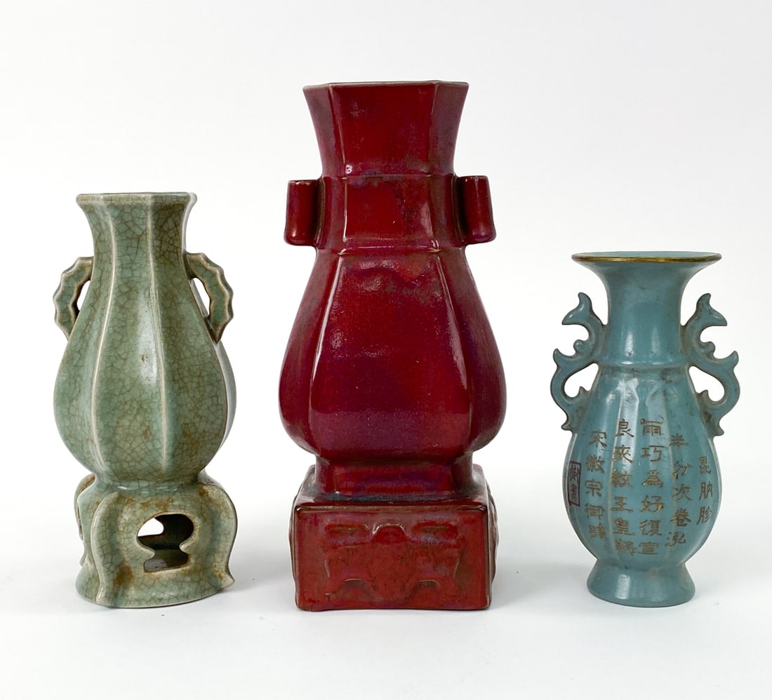 RU & GU STYLE CHINESE CERAMIC VASE GROUPING (1 of 1)