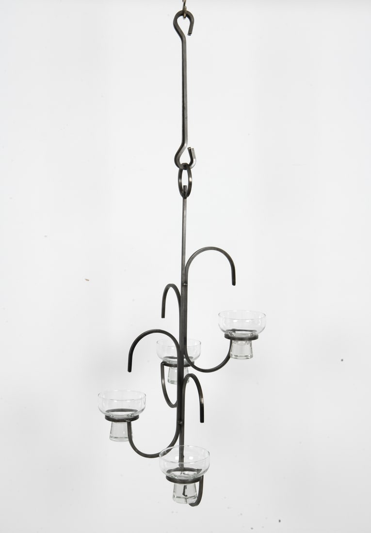 SCANDINAVIAN IRON & GLASS HANGING CANDLEHOLDER (1 of 1)