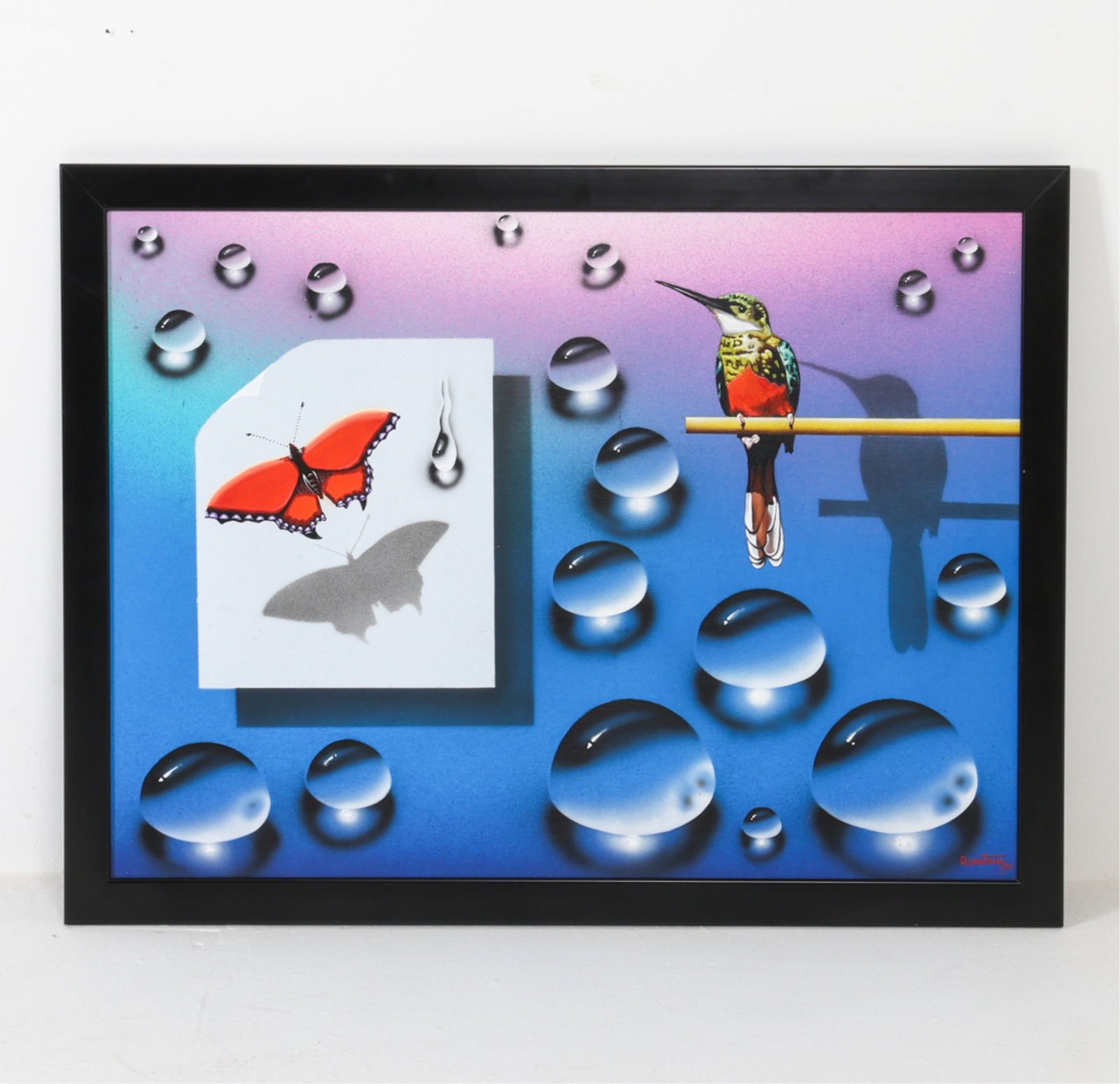 MIGDALIA QUINTANA (20TH C.) PHOTOREALISTIC O/C: Signed by artist to corner. Dated 1997. Dimensions: Frame: H 25.5" x W 34". Sight: H 22.75" x W 30.5". Condition: Minor scuffs to frame. Slight indenting to canvas. Wear consistent with age and use.