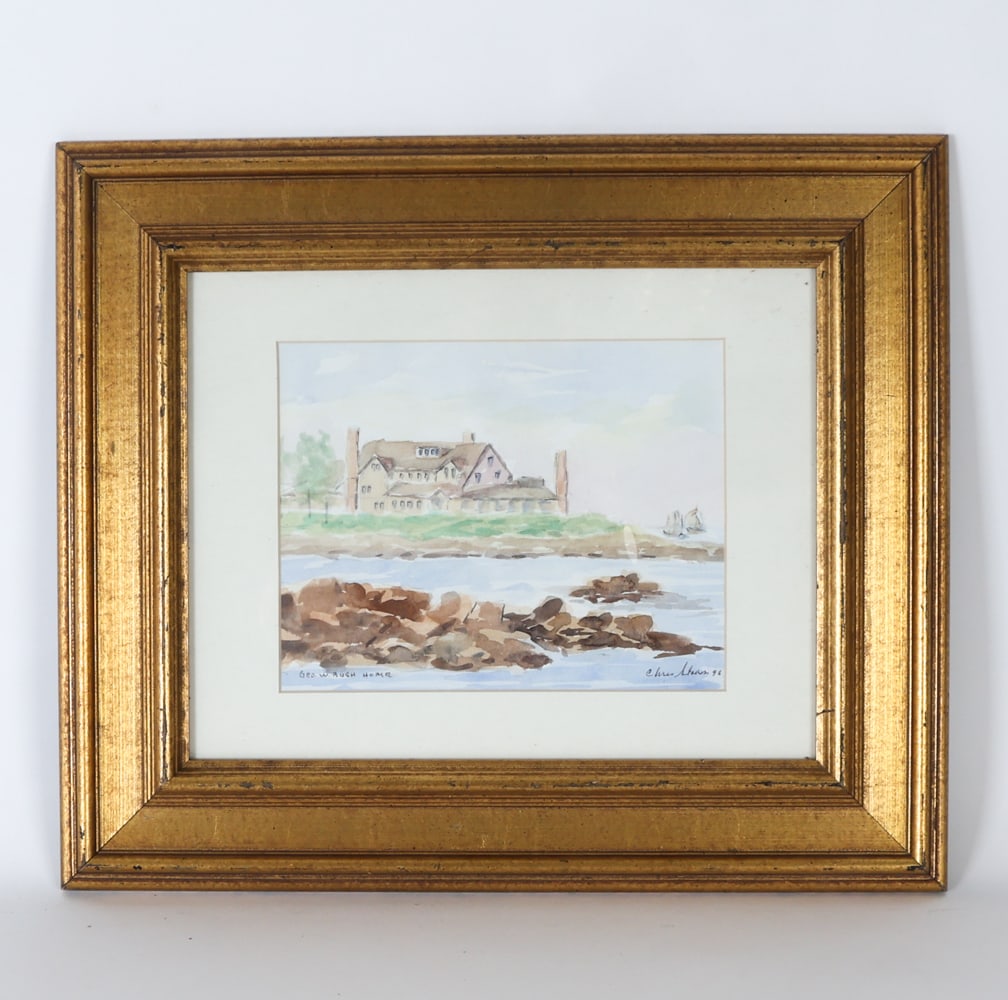 CHRIS STAVROS "G. W. BUSH HOME" WATERCOLOR (1 of 1)