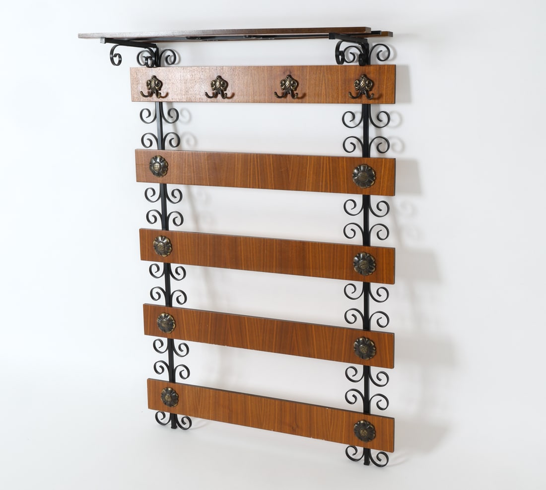DUTCH TEAK AND IRON COAT RACK CIRCA 1970'S (1 of 1)