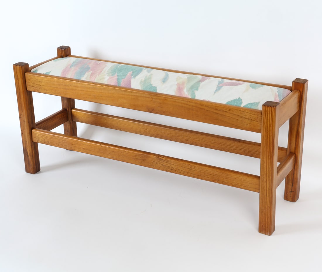 SCANDINAVIAN PINE UPHOLSTERED CHILD'S BENCH (1 of 1)