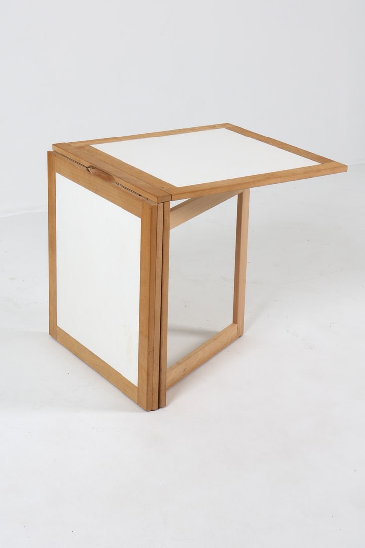 ARNE ROBBERT FOLDING BEECH SIDE TABLE C. 1980S - 10