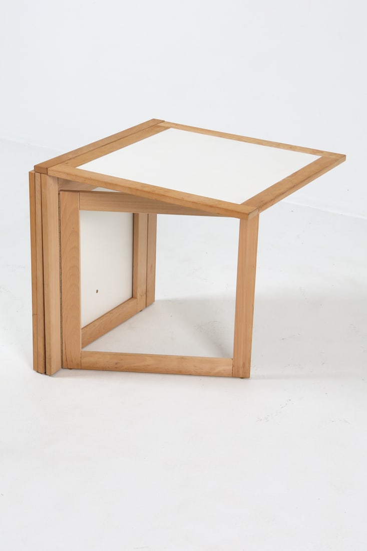 ARNE ROBBERT FOLDING BEECH SIDE TABLE C. 1980S - 13