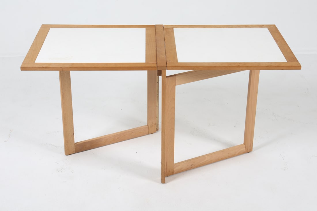 ARNE ROBBERT FOLDING BEECH SIDE TABLE C. 1980S - 3