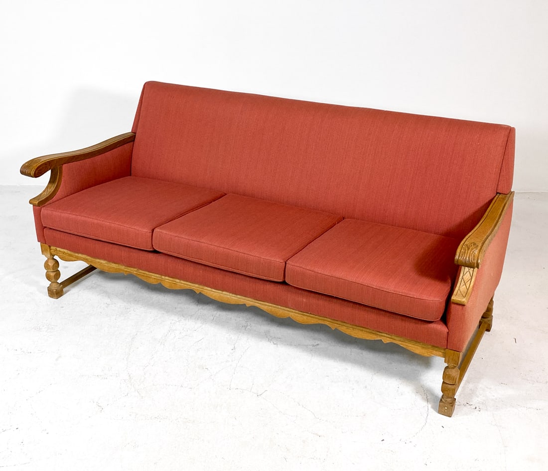 DANISH OAK & WOOL SOFA C. 1970S (1 of 18)
