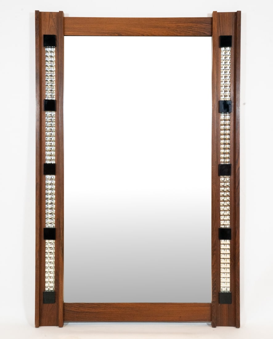 AARHUS ROSEWOOD & CERAMIC TILE WALL MIRROR 1960S (1 of 10)