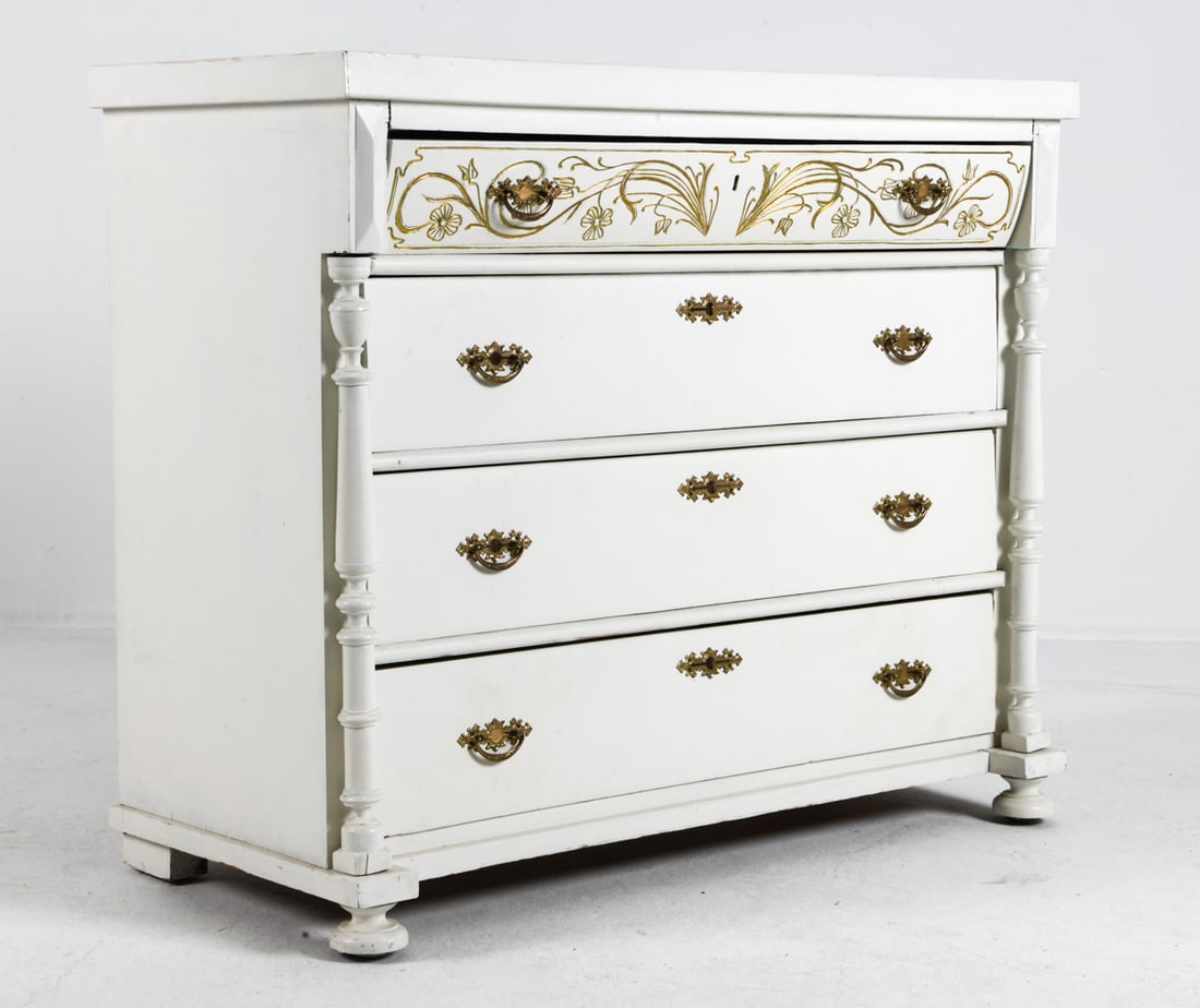 ANTIQUE SWEDISH PAINTED PINE CHEST OF DRAWERS (1 of 16)