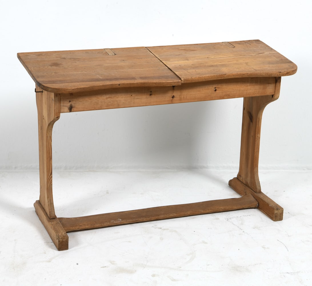 ANTIQUE SWEDISH PINE SCHOOL DESK 19TH C. (1 of 8)
