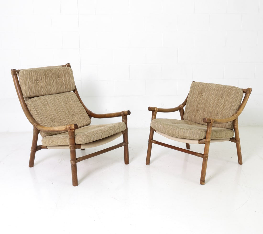 (2) ATTR. HORSNAES DANISH BAMBOO ARMCHAIRS C.1970S (1 of 13)