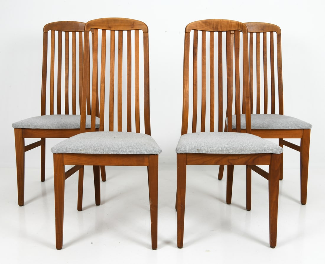 (4) KRISTIANSEN STYLE WALNUT DINING CHAIRS 1960S (1 of 8)