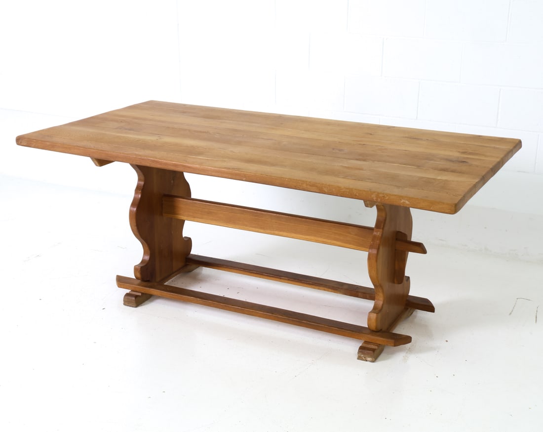 KJAERNULF STYLE DANISH OAK TRESTLE DINING TABLE (1 of 1)