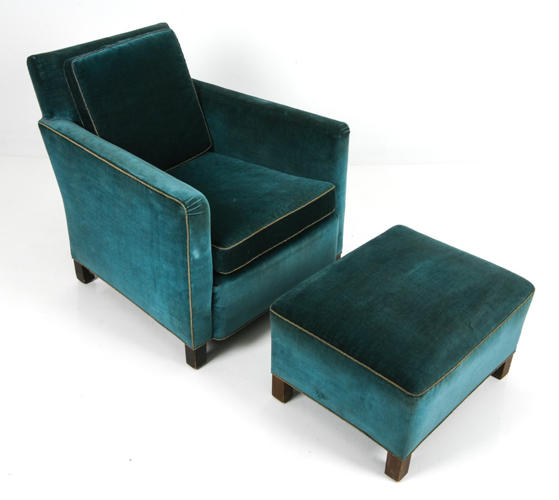 DECO STYLE SCANDINAVIAN VELOUR LOUNGE CHAIR 1950S (1 of 13)