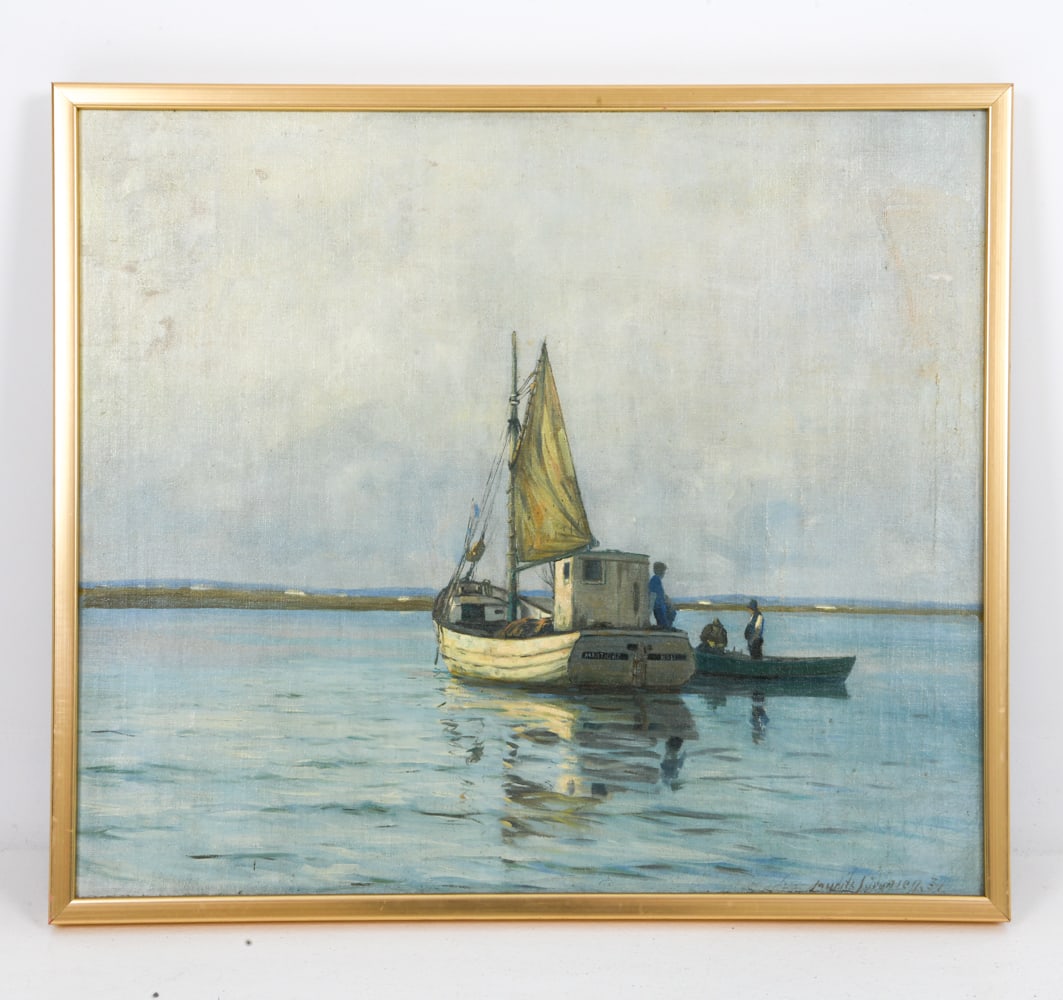 LAURITZ SORENSEN (DANISH, 1882-1968) FISHING BOAT (1 of 6)