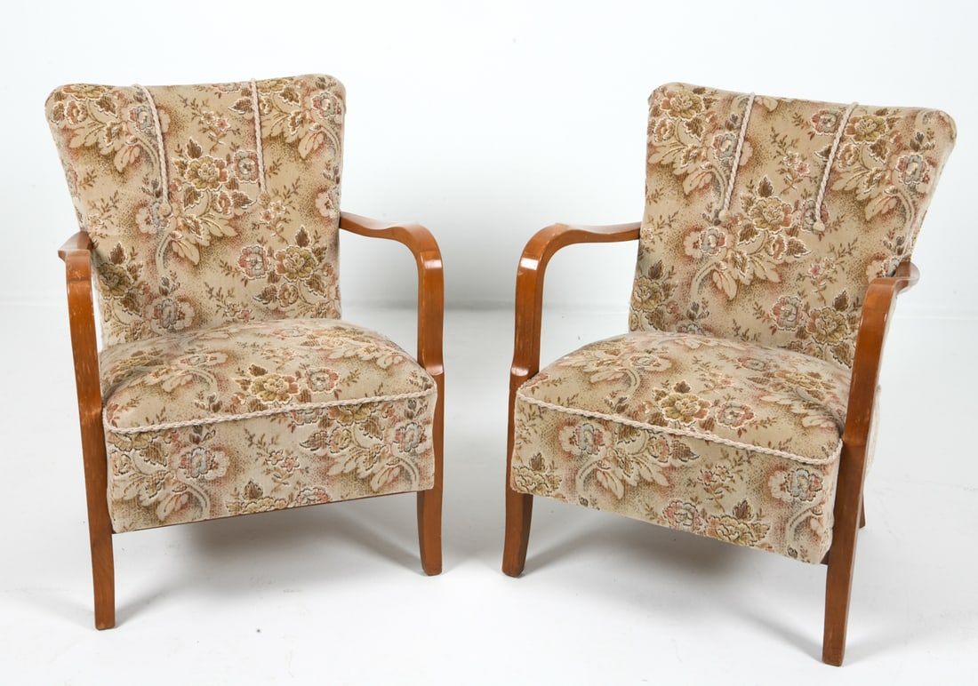 PAIR SCANDINAVIAN DECO STYLE LOUNGE CHAIRS 1950S (1 of 15)