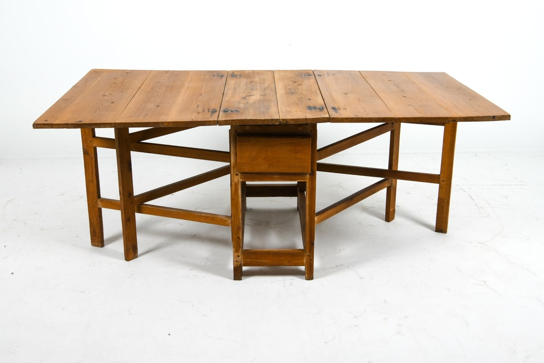 SWEDISH PINE GATE-LEG EXTENDING DINING TABLE - 5