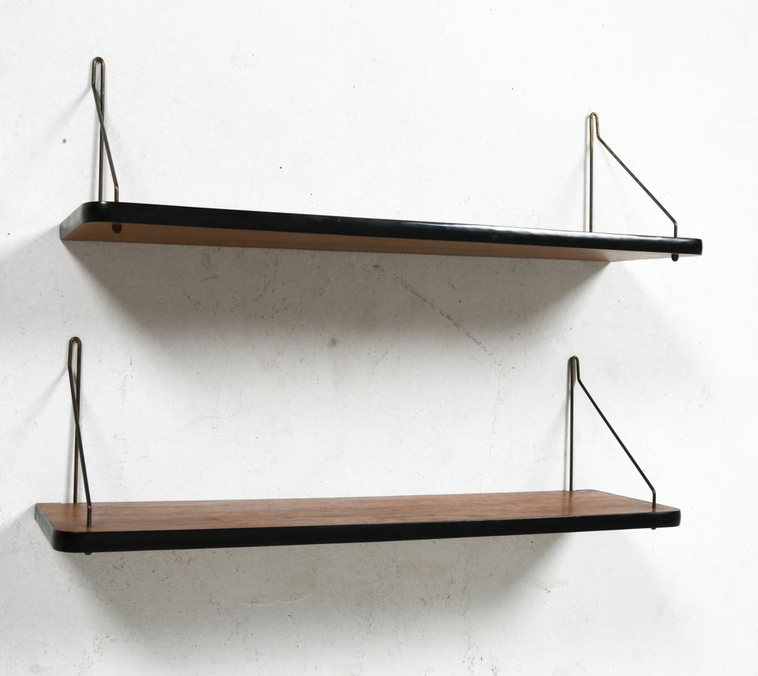PAIR OF DANISH TEAK WALL SHELVES C. 1970S (1 of 9)