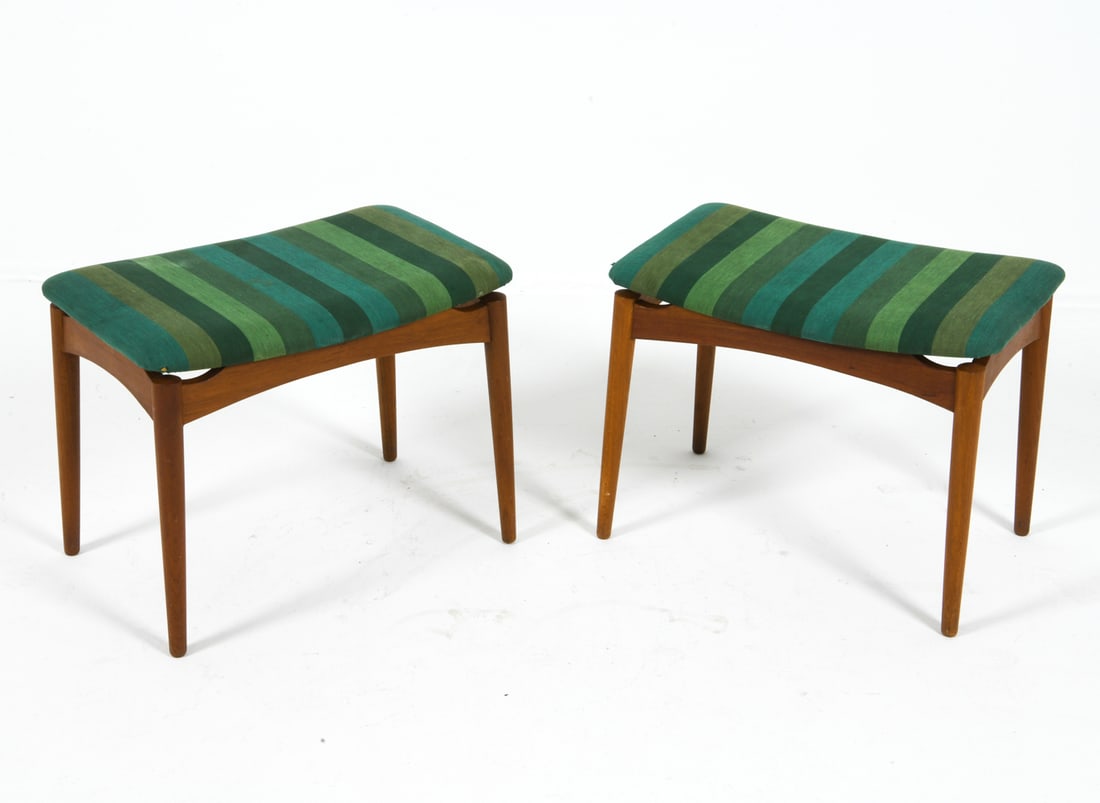 PAIR STYLE OF POUL JENSEN TEAK STOOLS C. 1960S (1 of 1)