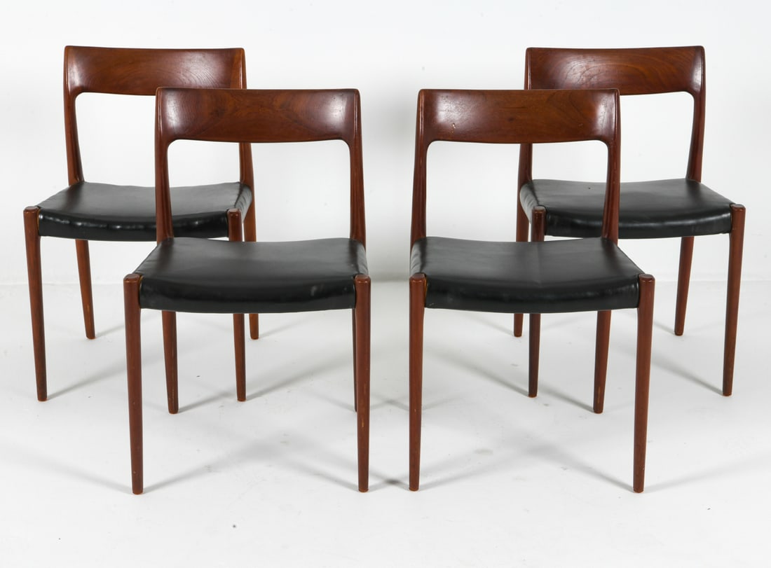 (4) NIELS OTTO MOLLER TEAK & LEATHER DINING CHAIRS (1 of 1)