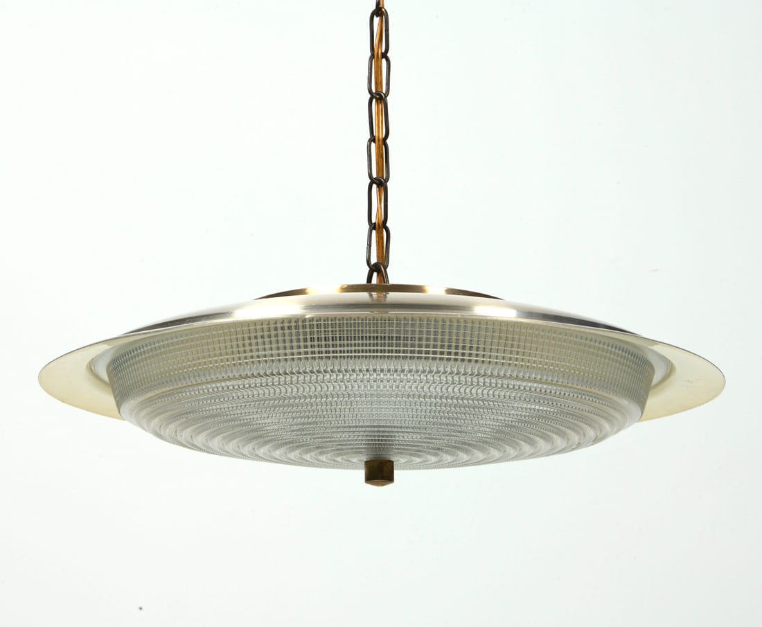 DANISH METAL & GLASS PENDANT LIGHT C. 1970S (1 of 1)