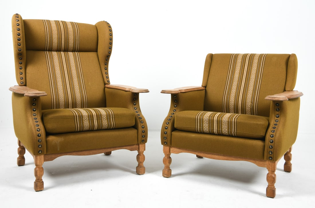 (2) ATTR HENNING KJAERNULF OAK LOUNGE CHAIRS 1970S (1 of 18)