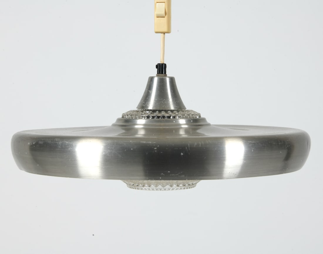 DANISH ALUMINUM SAUCER PENDANT LIGHT C. 1970S (1 of 10)