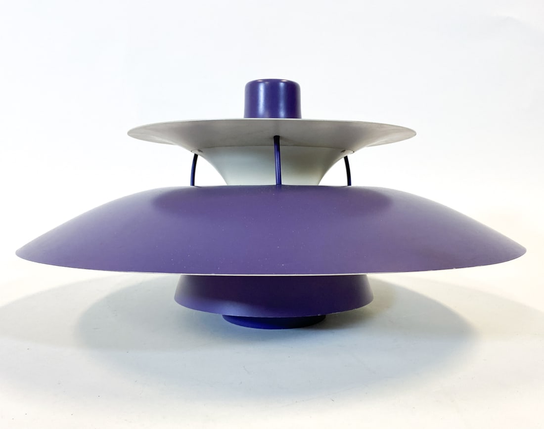 POUL HENNINGSEN PH5 LAMPSHADE C. 1970S: Apparently untagged. For Louis Poulsen. Denmark, circa 1970s. Dimensions: H 10" x Dia. 20". Condition: No wiring, Wear consistent with age and use.