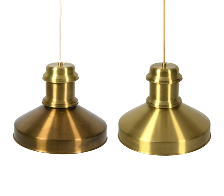 PAIR OF DANISH BRASS PENDANT LIGHTS C. 1970S (1 of 1)