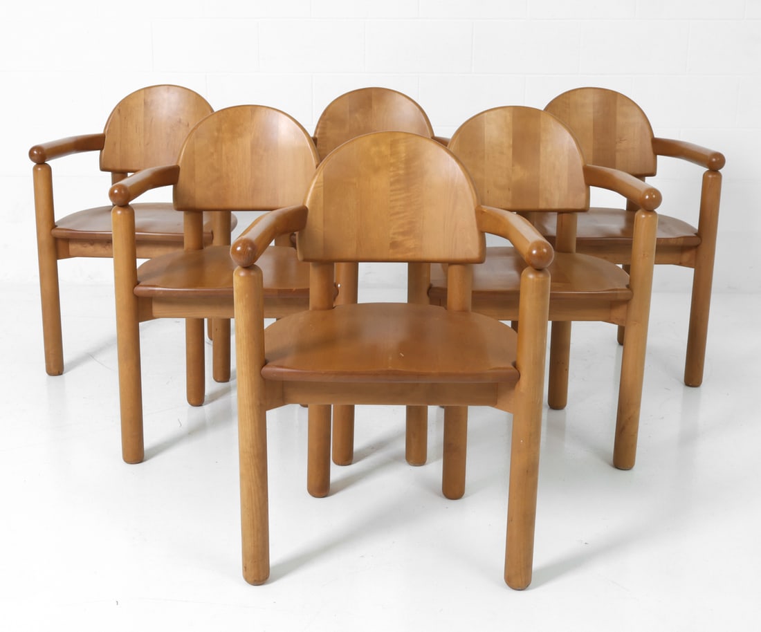 (6) RAINER DAUMILLER BEECH DINING CHAIRS 1970S (1 of 14)