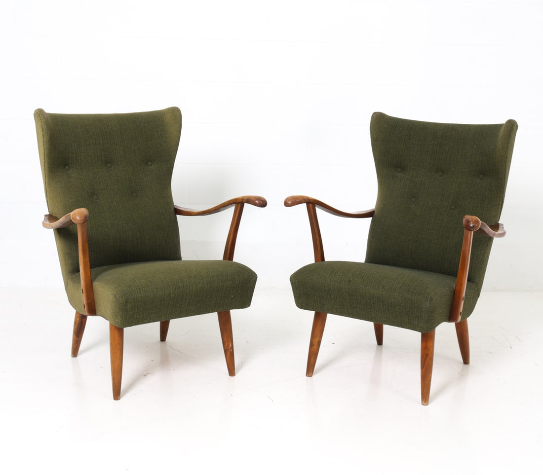 PAIR FRITZ HANSEN STYLE DANISH LOUNGE CHAIRS 1940S (1 of 18)