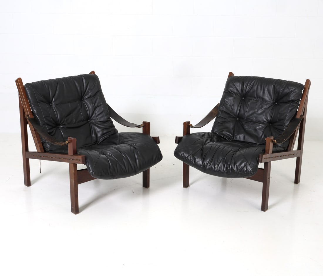PAIR TORBJORN AFDAL "HUNTER" LEATHER EASY CHAIRS (1 of 17)