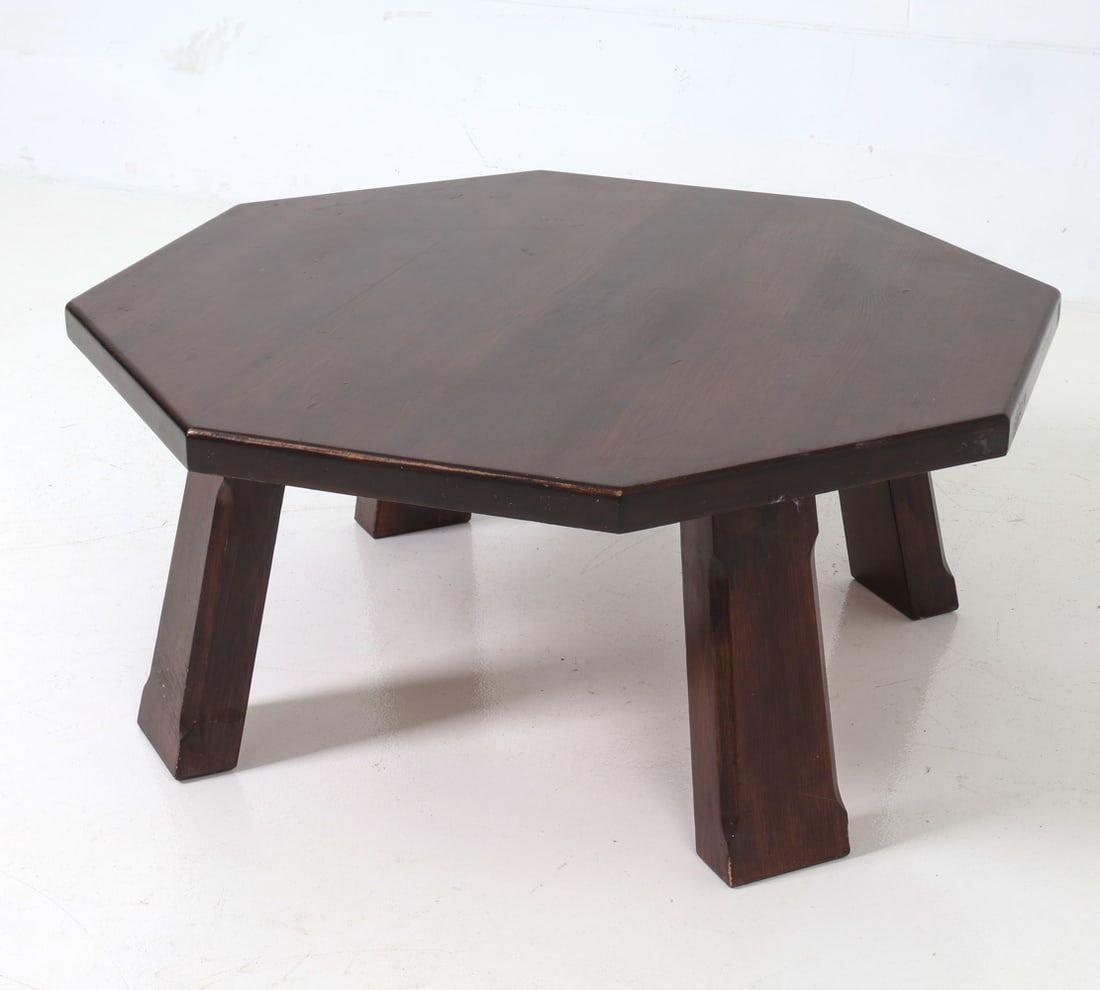 DUTCH OAK BRUTALIST COFFEE TABLE C. 1950S (1 of 16)