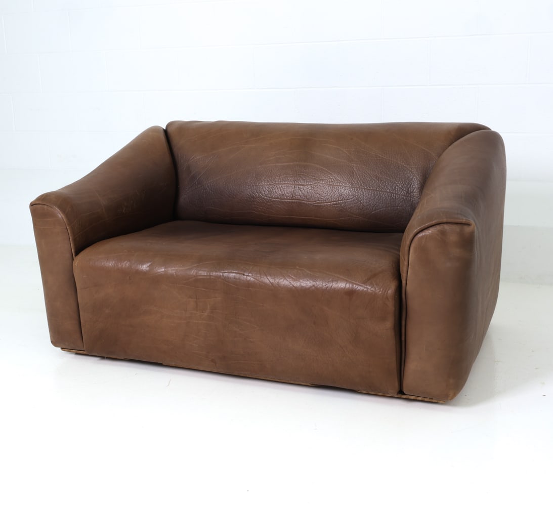 DE SEDE DS-47 SWISS BUFFALO LEATHER LOVESEAT 1970S (1 of 16)