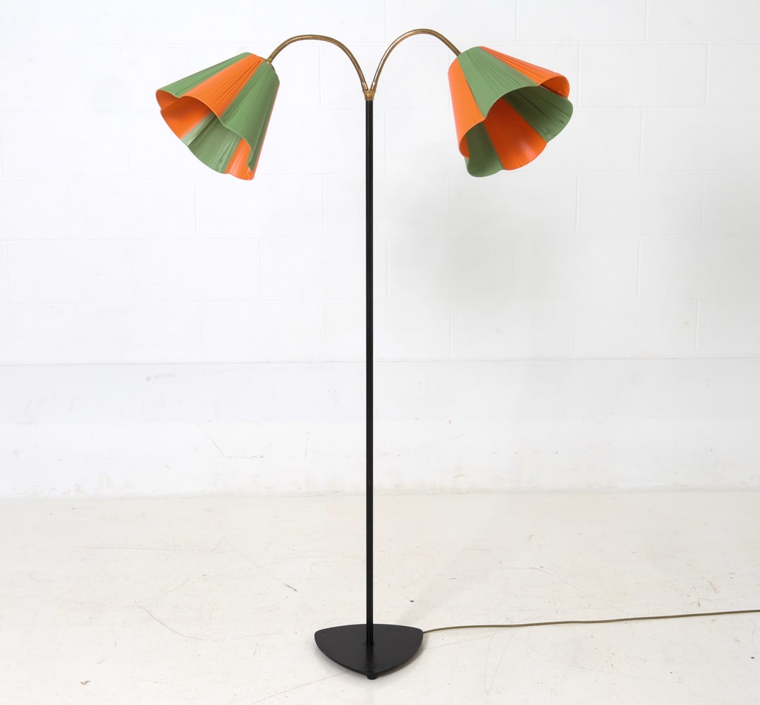 MID-CENTURY SWEDISH 2 LIGHT FLOOR LAMP 1950S (1 of 12)