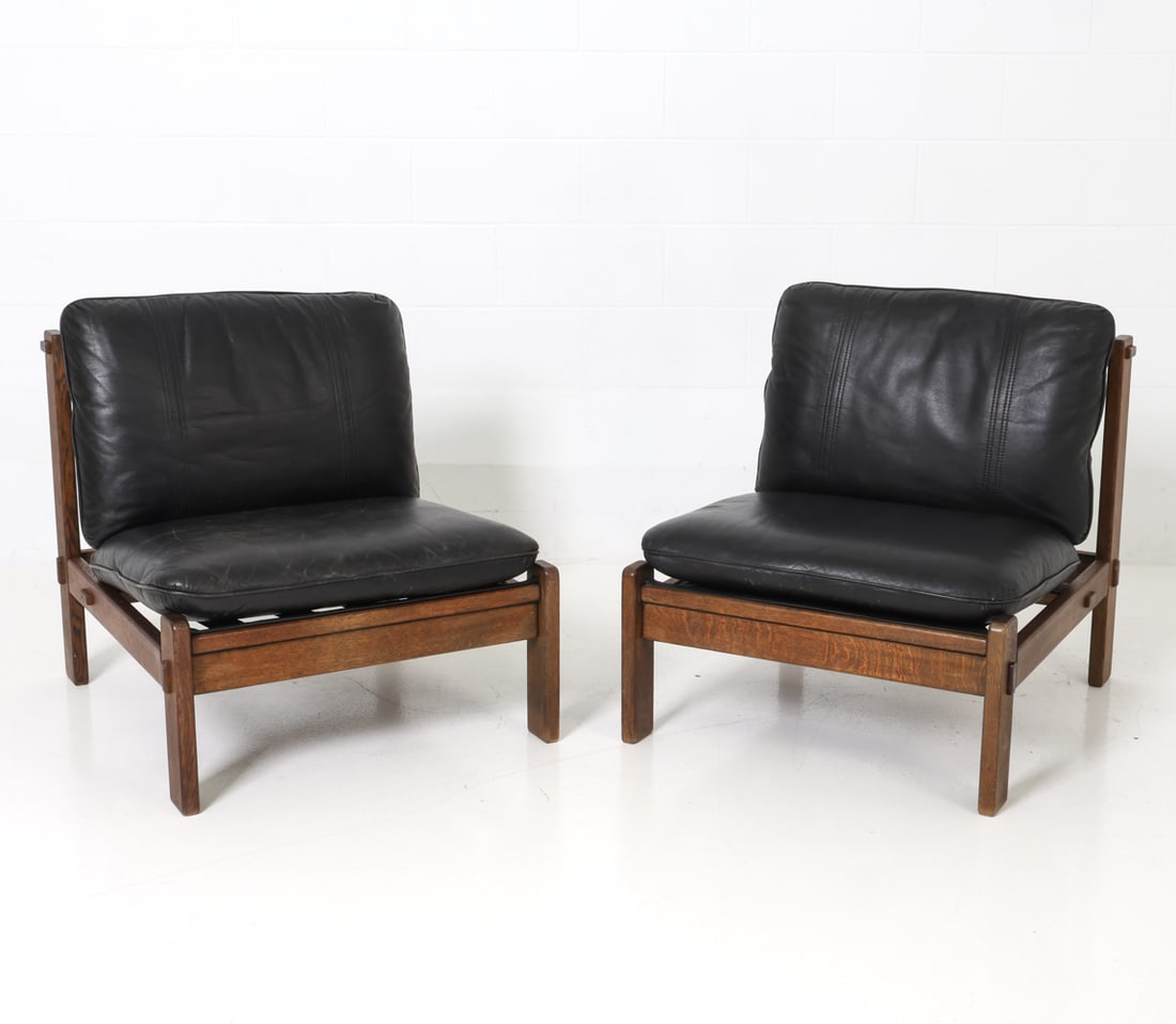 PAIR OF CARL STRAUB GERMAN OAK LOUNGE CHAIRS 1970S (1 of 17)