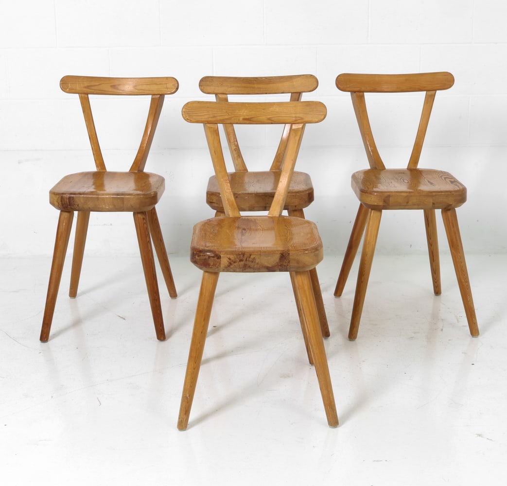 (4) GORAN MALMVALL STYLE PINE DINING CHAIRS 1940S (1 of 17)