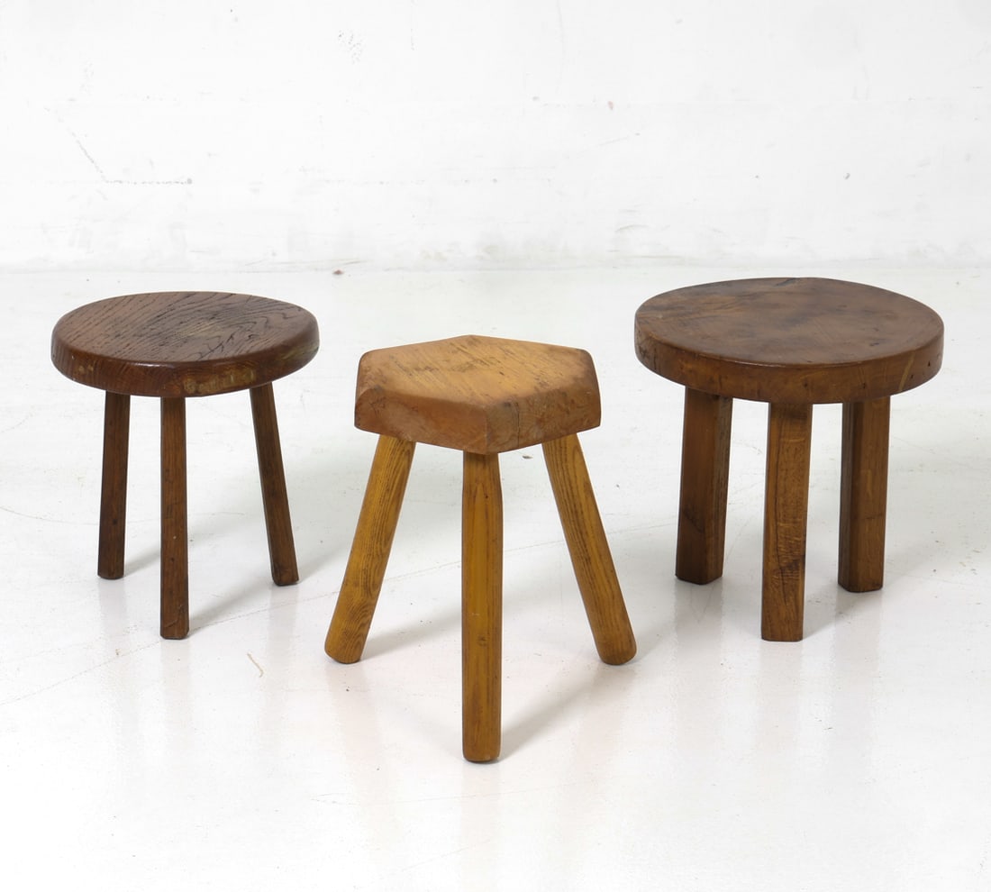 (3) DUTCH OAK MILKING STOOLS C. 1940S (1 of 17)