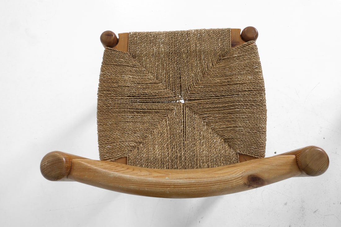 PAIR SCANDINAVIAN PINE & RUSH DINING CHAIRS 1970S - 10