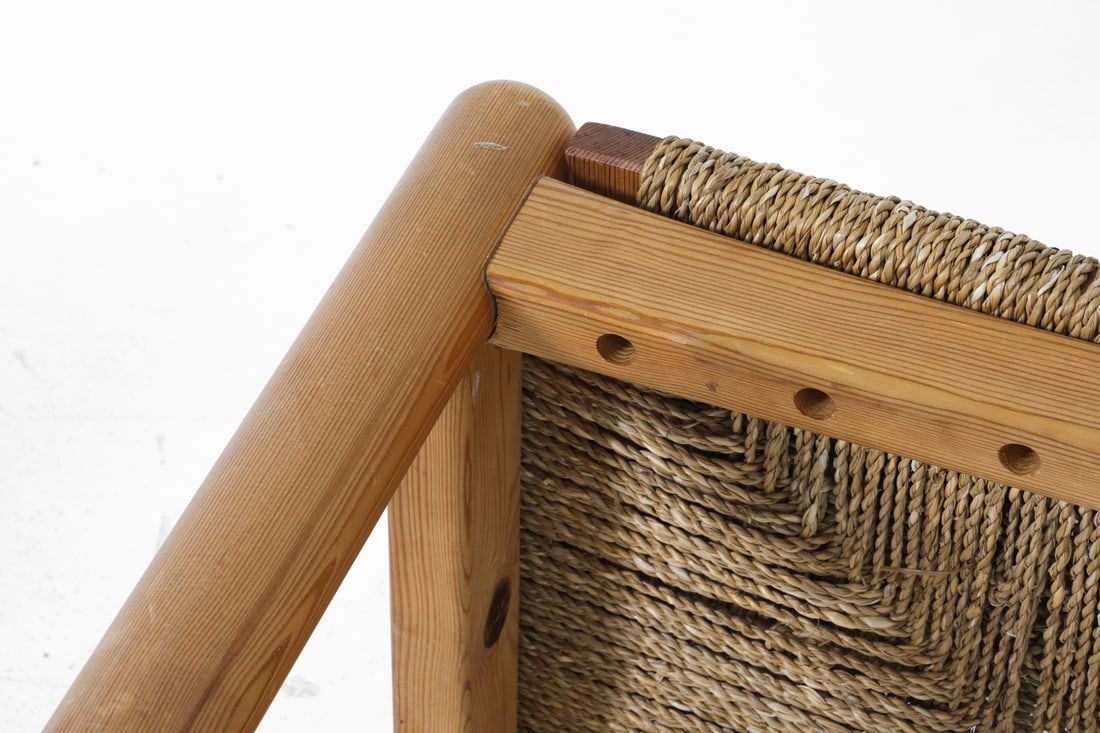 PAIR SCANDINAVIAN PINE & RUSH DINING CHAIRS 1970S - 13