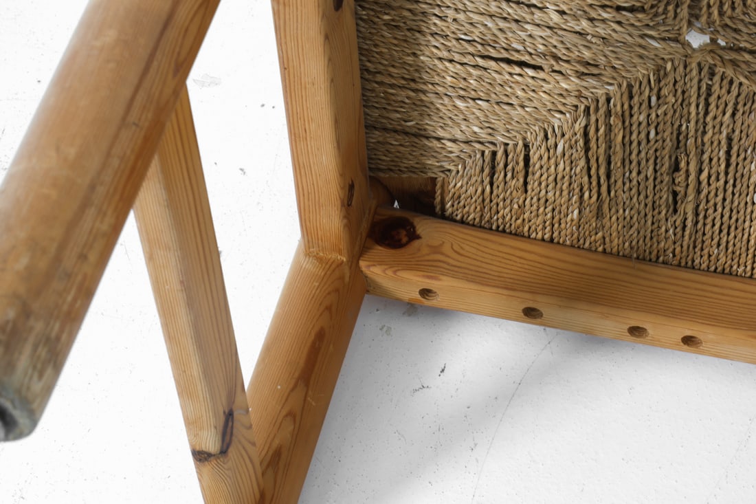 PAIR SCANDINAVIAN PINE & RUSH DINING CHAIRS 1970S - 14