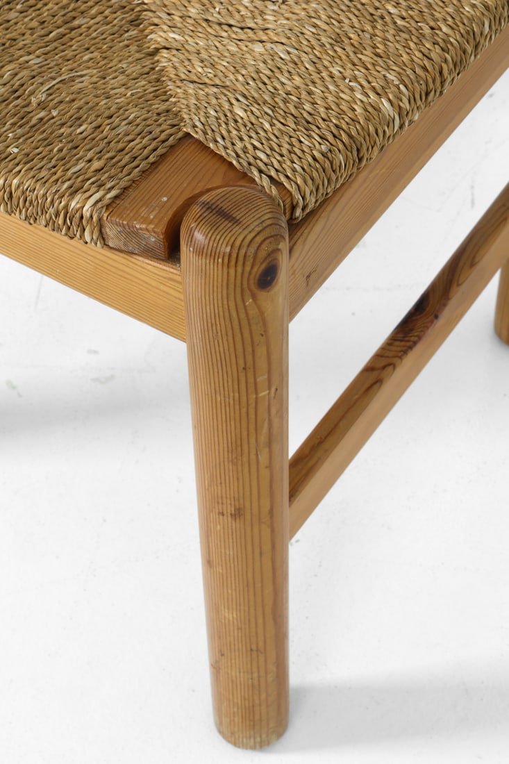 PAIR SCANDINAVIAN PINE & RUSH DINING CHAIRS 1970S - 9